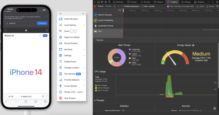 App Profiling using BrowserStack